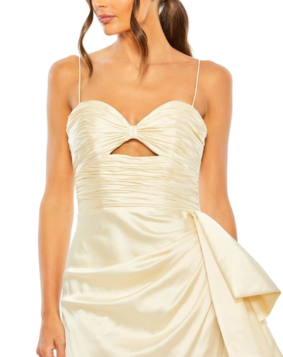 Shop Mac Duggal Strapless Cut Out Side Bow Gown In Buttercup