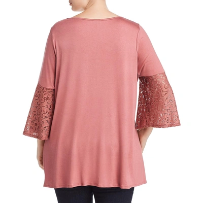 Shop Status By Chenault Plus Womens Lace V-neck Top In Pink