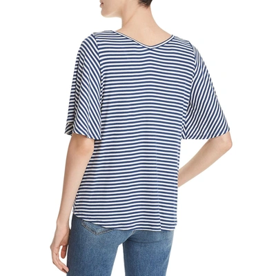 Shop Status By Chenault Womens Striped Twist-front T-shirt In Blue