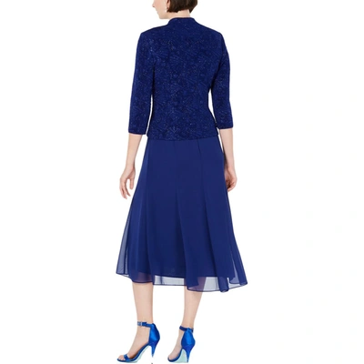 Shop Alex Evenings Womens 2pc Glitter Dress With Jacket In Blue