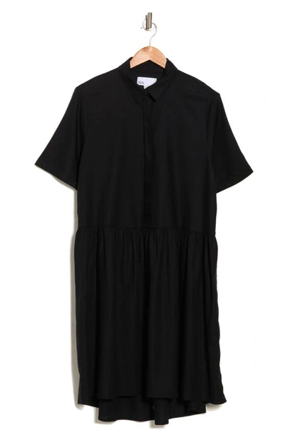 Shop Nordstrom Rack Easy A-line Linen Blend Shirtdress In Black