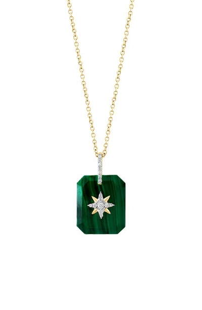 Shop Effy 14k Yellow Gold Malachite & Diamond Pendant Necklace In Green