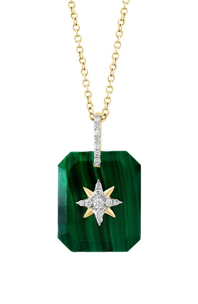 Shop Effy 14k Yellow Gold Malachite & Diamond Pendant Necklace In Green