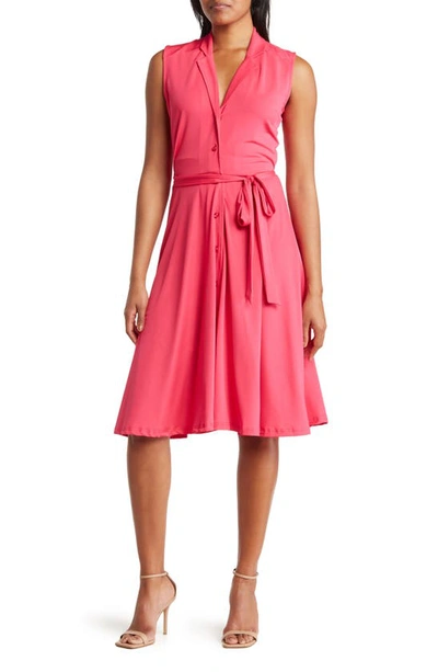 Shop Love By Design Sleeveless Midi Shirtdress In Bright Rose