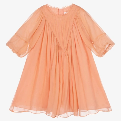 Shop Chloé Girls Pink Silk Chiffon Dress