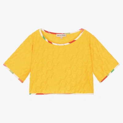 Shop Emilio Pucci Pucci Girls Yellow Marmo Logo T-shirt