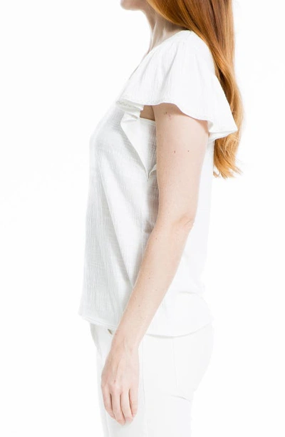 Max Studio Flutter Sleeve Jersey Crinkle Top In White