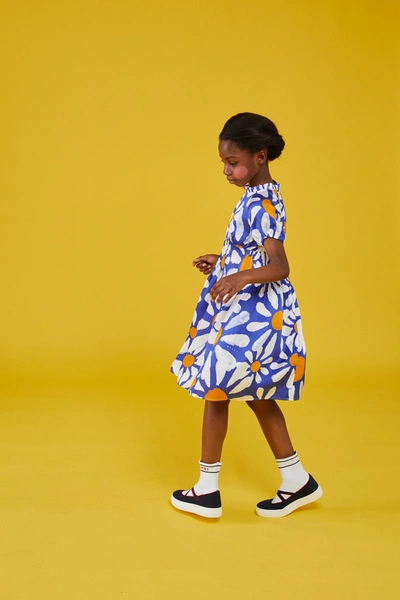 Shop Marni Blue Viscose Short-sleeved Dress With Floral Print Euphoria