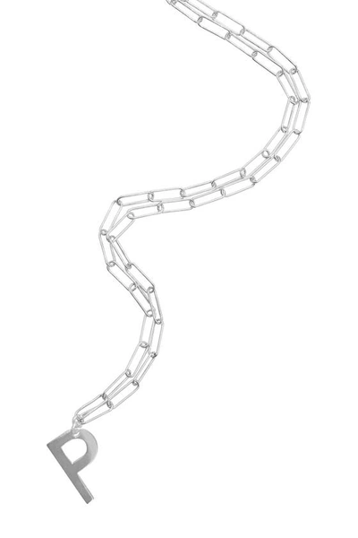 Shop Adornia Initial Pendant Paperclip Necklace In Silver - P