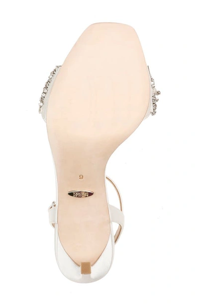 Shop Badgley Mischka Rider Embellished Ankle Strap Sandal In Soft White Satin