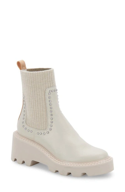 Shop Dolce Vita Hoven Stud H2o Waterproof Chelsea Boot In Ivory Studded Leather H2o