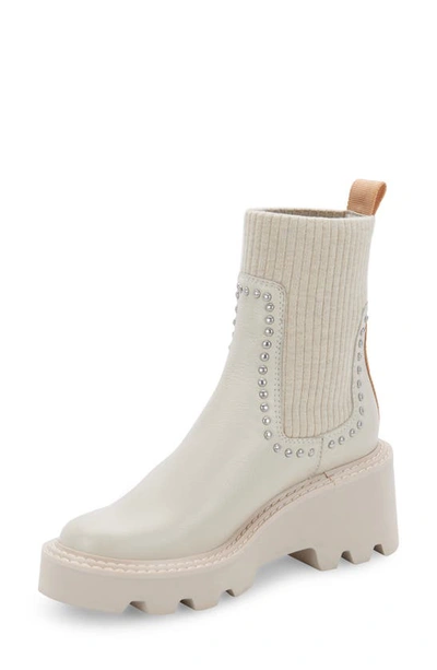 Shop Dolce Vita Hoven Stud H2o Waterproof Chelsea Boot In Ivory Studded Leather H2o