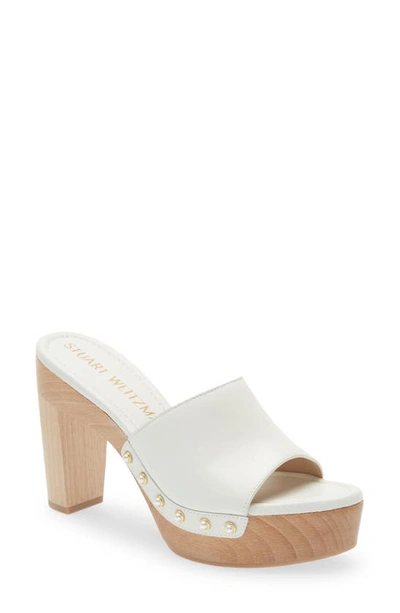 Stuart Weitzman Pearl Clog 85 Sandals In White.
