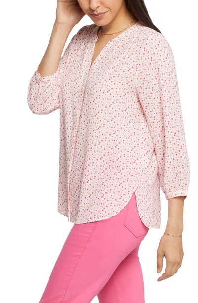 Shop Nydj High-low Crepe Blouse In Olivia Dots