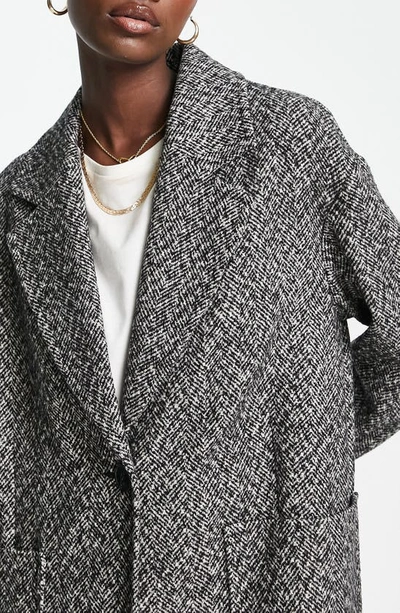 Shop Topshop Textured Coat In Grey