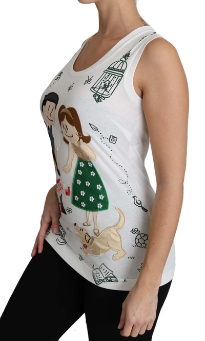 Shop Dolce & Gabbana White Cotton #gdfamily  Sleeveless Shirt Tank Women's Top