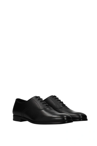 Shop Prada Lace Up And Monkstrap Leather Black