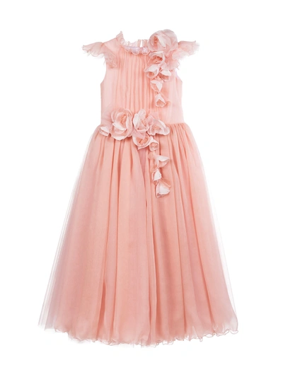 Shop Marchesa Floral Embellished Tulle Gown In Pink