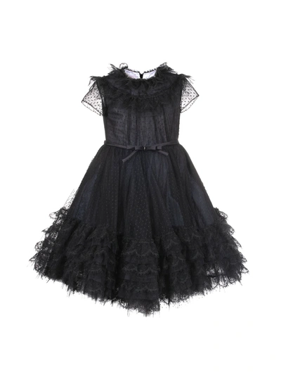 Shop Marchesa Trimmed Plumetis-tulle Gown In Black