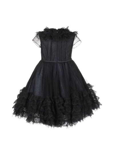 Shop Marchesa Trimmed Plumetis-tulle Gown In Black