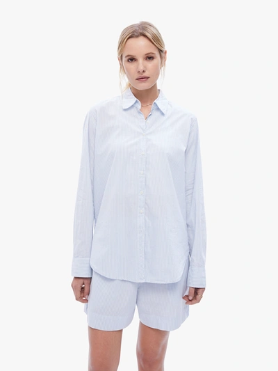 Shop Xirena Jordy Shirt Sky Stripe In Sky Blue - Size X-large (also In S, M,l, S,m, L)
