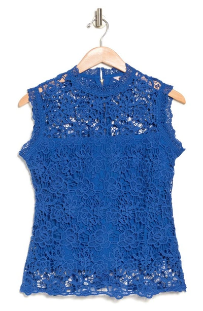 Shop Nanette Lepore Lace Sleeveless Top In Cobalt