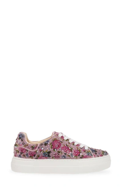Shop Betsey Johnson Sidny Crystal Pavé Platform Sneaker In Floral Multi
