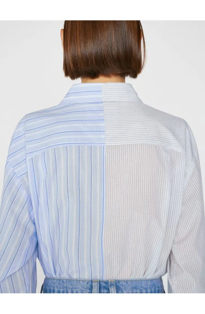 Shop Frame Oversize Mix Stripe Button-up Shirt In Blanc Multi