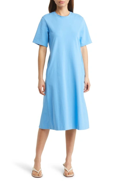 Shop Nordstrom Stretch Cotton Midi T-shirt Dress In Blue Maya