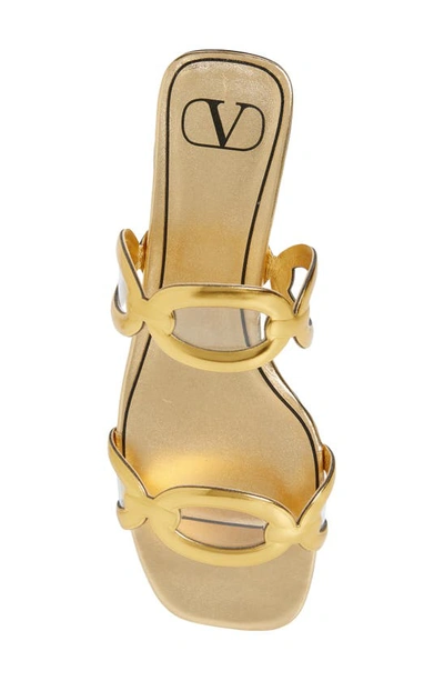 Shop Valentino 1967 Chain Slide Sandal In Antique Brass/ Transparente