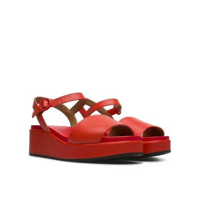 Camper Misia Platform Wedge Sandal In Red