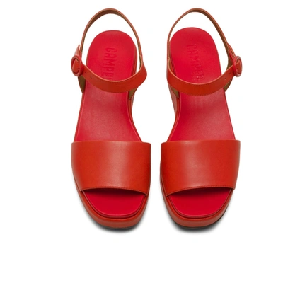 Camper Misia Platform Wedge Sandal In Red