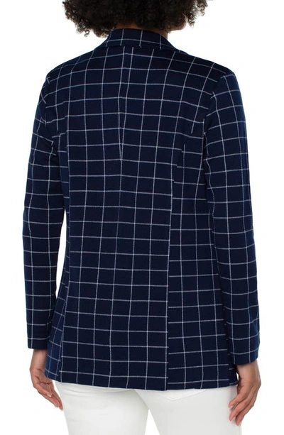 Liverpool Los Angeles Windowpane Boyfriend Blazer In Federal Navy