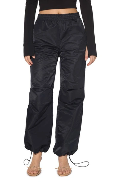Shop Something New Eco Recycled Nylon Track Pants In Black