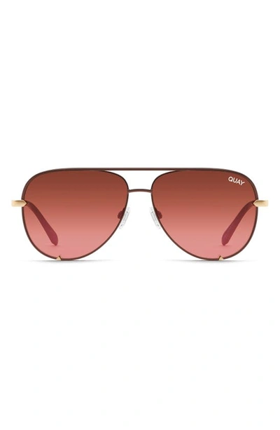 Shop Quay High Key Micro 49mm Gradient Aviator Sunglasses In Bronze/ Brown Pink