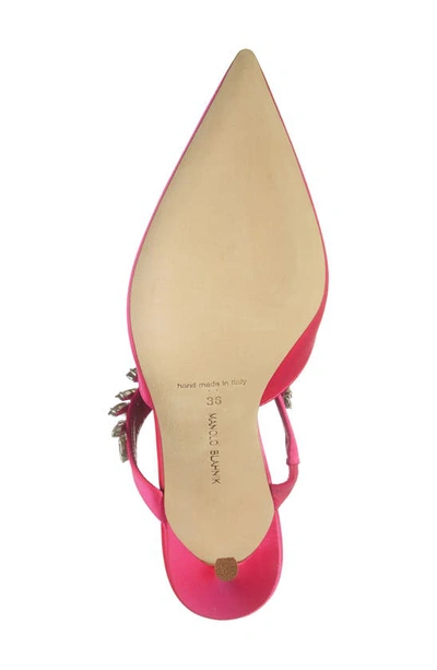 Shop Manolo Blahnik Lurum Crystal Leaf Pointed Toe Mule In Pink