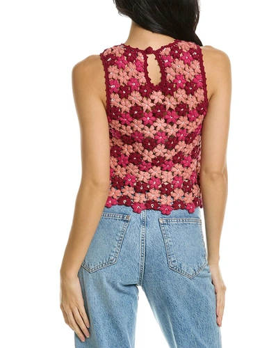 Shop Alice And Olivia Reva Flower Crochet Shell In Pink