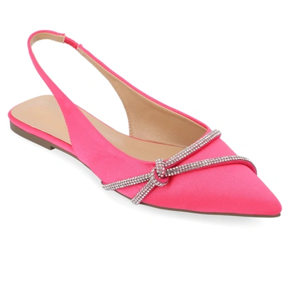 Journee Collection Rebbel Pavé Crystal Knot Slingback Flat In Pink