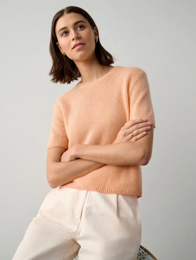 White + Warren Cashmere Featherweight T-shirt Sweater In Peach Glow |  ModeSens