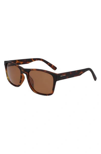 Cole Haan 55mm Polarized Square Sunglasses In Tortoise