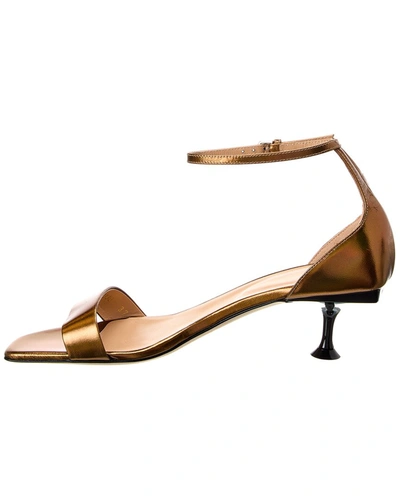 Shop Sergio Rossi Leather Sandal In Gold