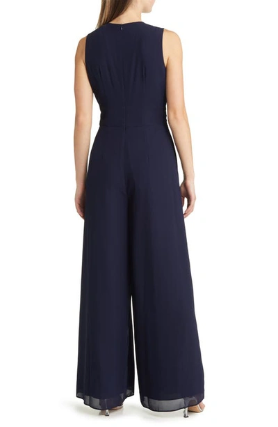 Vince Camuto Twist Front Chiffon Gown In Navy