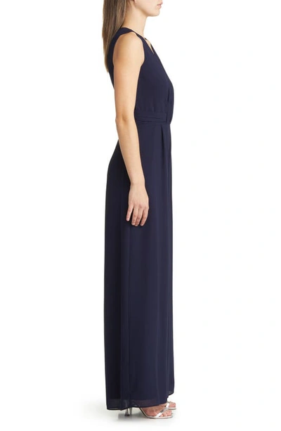 Vince Camuto Twist Front Chiffon Gown In Navy