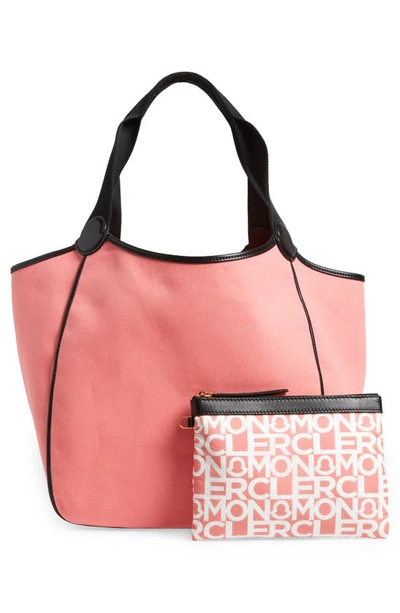 Shop Moncler Nalani Canvas Tote Bag In Pink