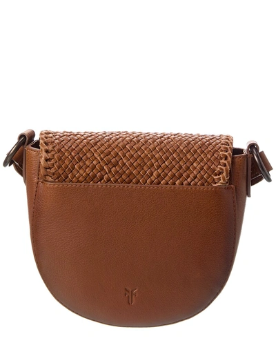 Shop Frye Melissa Woven Leather Saddle Bag In Brown