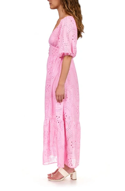 Shop Sanctuary Ruffle Puff Sleeve Eyelet Maxi Dress In Pink No3
