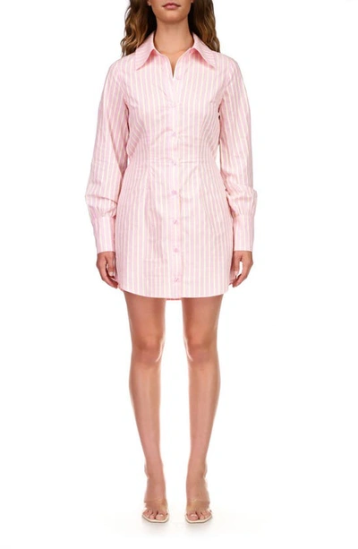 Shop Sanctuary Slimmer Stripe Cotton Shirtdress In Pink No3