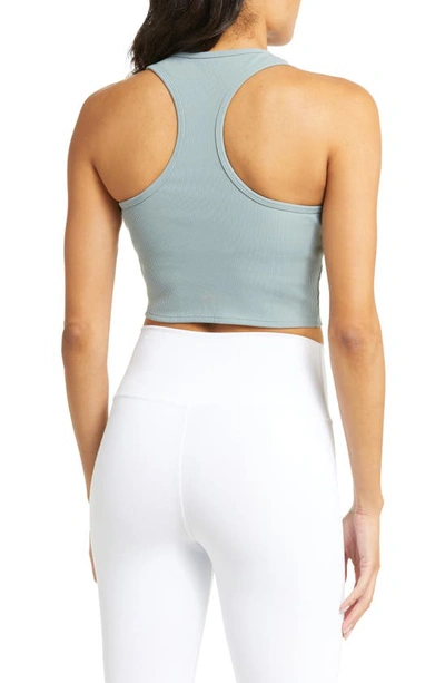 Shop Alo Yoga Goddess Rib Crop Tank In Cosmic Grey