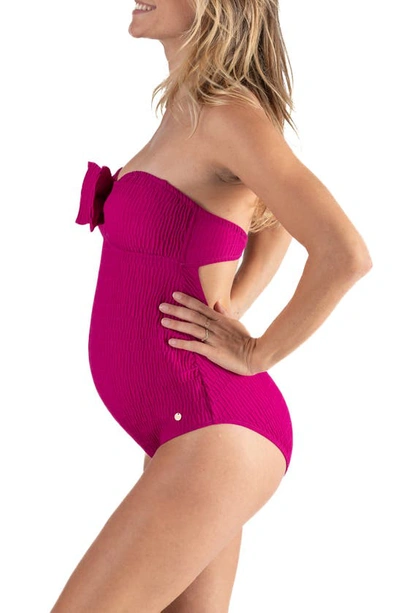 Shop Cache Coeur Bow One-piece Maternity Swimsuit In Fuschia