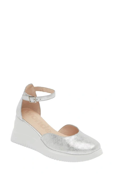 Shop Wonders Metallic Wedge Sandal In Silver